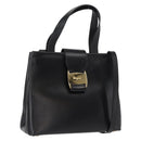 Salvatore Ferragamo Vala Hand Bag Leather 2way Black Gold Auth ka1503-1