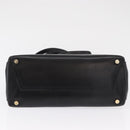 Salvatore Ferragamo Vala Hand Bag Leather 2way Black Gold Auth ka1503-11