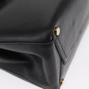 Salvatore Ferragamo Vala Hand Bag Leather 2way Black Gold Auth ka1503-12