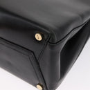 Salvatore Ferragamo Vala Hand Bag Leather 2way Black Gold Auth ka1503-15