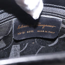 Salvatore Ferragamo Vala Hand Bag Leather 2way Black Gold Auth ka1503-17