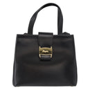 Salvatore Ferragamo Vala Hand Bag Leather 2way Black Gold Auth ka1503-2