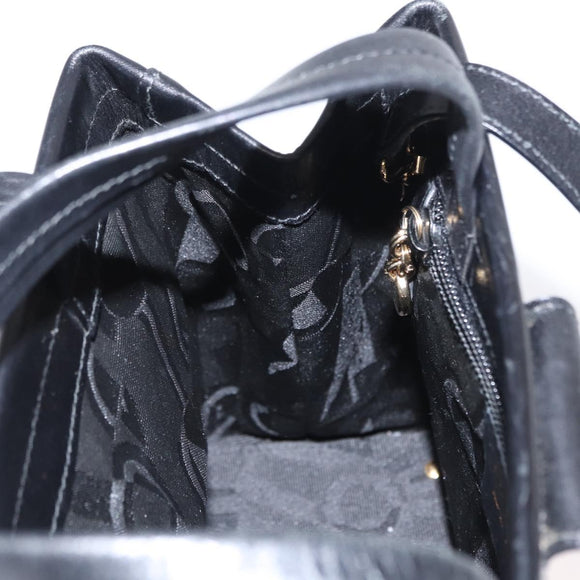 Salvatore Ferragamo Vala Hand Bag Leather 2way Black Gold Auth ka1503