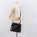 Salvatore Ferragamo Vala Hand Bag Leather 2way Black Gold Auth ka1503-23