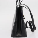 Salvatore Ferragamo Vala Hand Bag Leather 2way Black Gold Auth ka1503-5