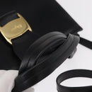 Salvatore Ferragamo Vala Hand Bag Leather 2way Black Gold Auth ka1503-7
