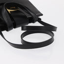 Salvatore Ferragamo Vala Hand Bag Leather 2way Black Gold Auth ka1503-9