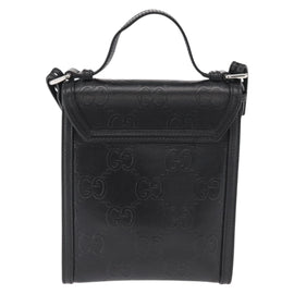 GUCCI GG Emboss Shoulder Bag Black Silver 625782 Auth ka1507 - 0