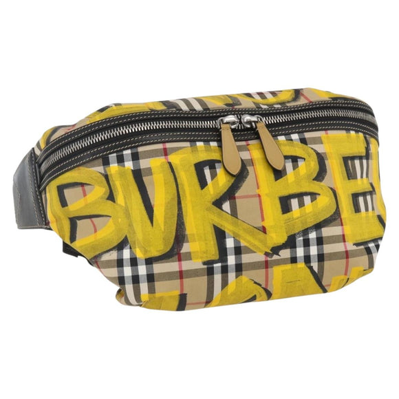 BURBERRY Nova Check Body Bag Canvas Beige Gelb Auth ka1508M