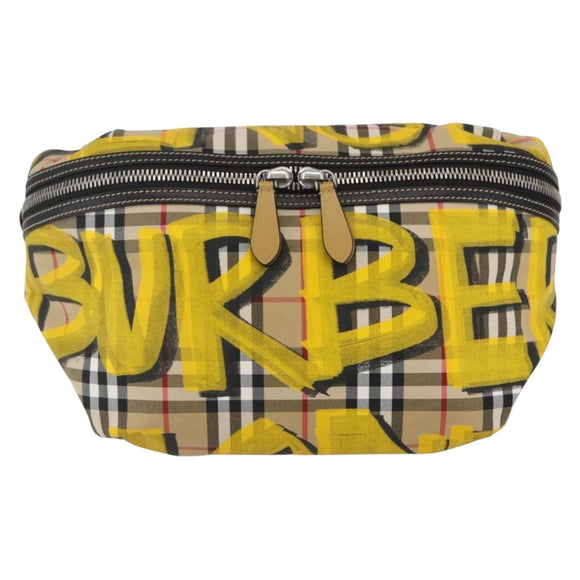 BURBERRY Nova Check Body Bag Canvas Beige Gelb Auth ka1508M