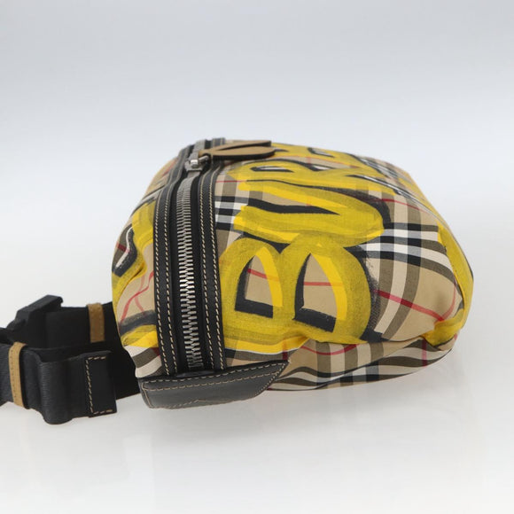 BURBERRY Nova Check Body Bag Canvas Beige Gelb Auth ka1508M