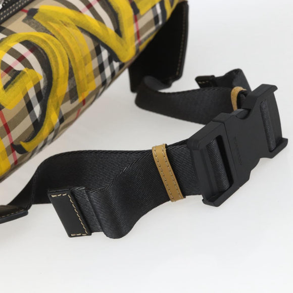 BURBERRY Nova Check Body Bag Canvas Beige Gelb Auth ka1508M