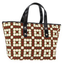 BALLY Hand Bag Canvas Gold Brown Auth ka1509-1