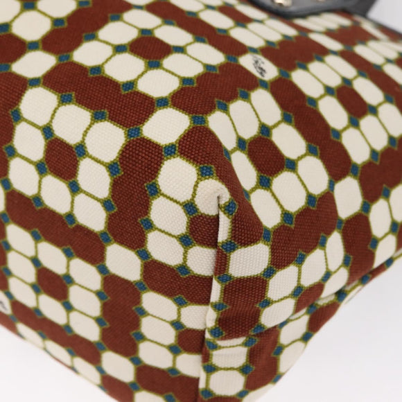 BALLY Hand Bag Canvas Gold Brown Auth ka1509