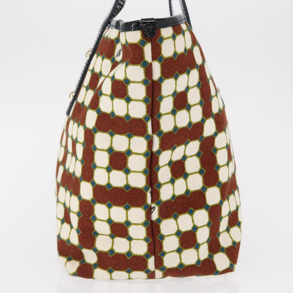 BALLY Hand Bag Canvas Gold Brown Auth ka1509