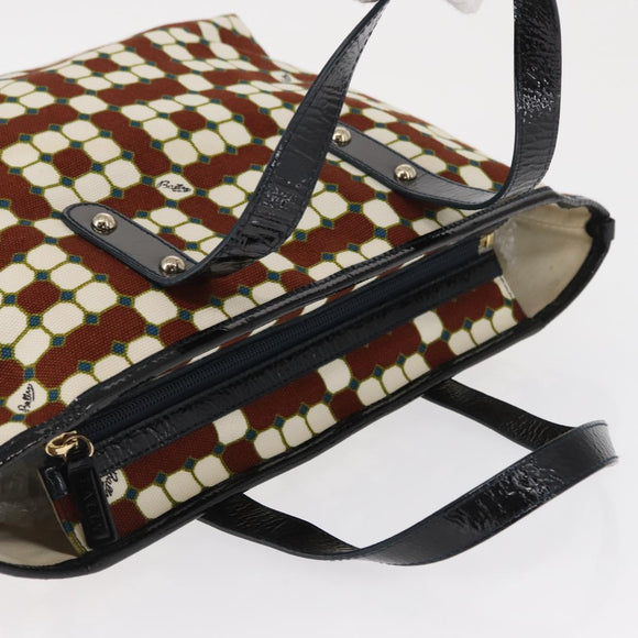 BALLY Hand Bag Canvas Gold Brown Auth ka1509