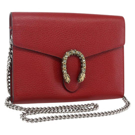 GUCCI Dionysus Chain Wallet Leather Red 401231 Auth ka1510M