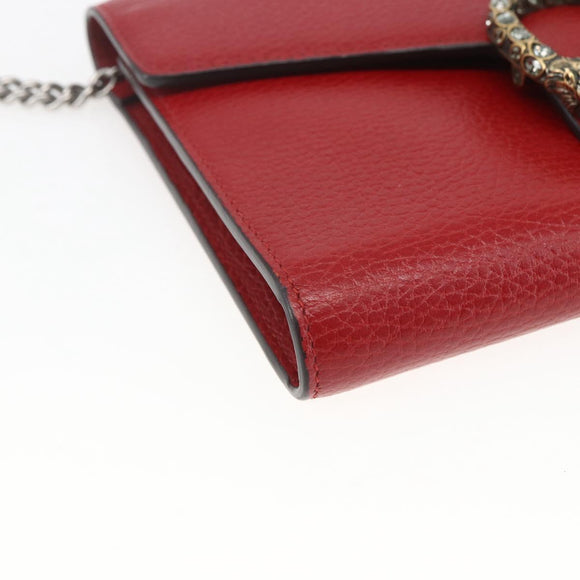 GUCCI Dionysus Chain Wallet Leather Red 401231 Auth ka1510M