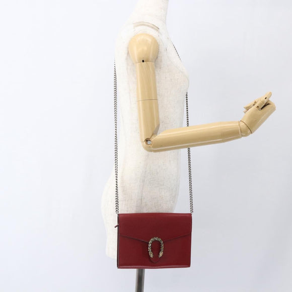 GUCCI Dionysus Chain Wallet Leather Red 401231 Auth ka1510M