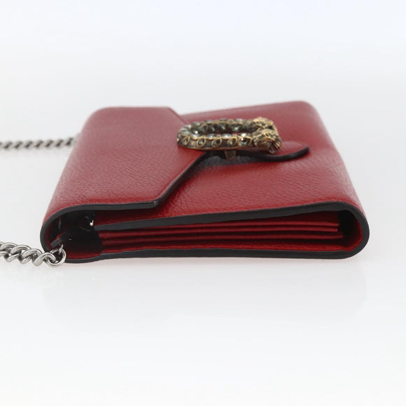 GUCCI Dionysus Chain Wallet Leather Red 401231 Auth ka1510M