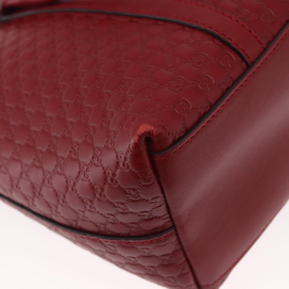 GUCCI Micro GG Canvas Handtasche Leder Rot Gold 449656 Auth ka1512