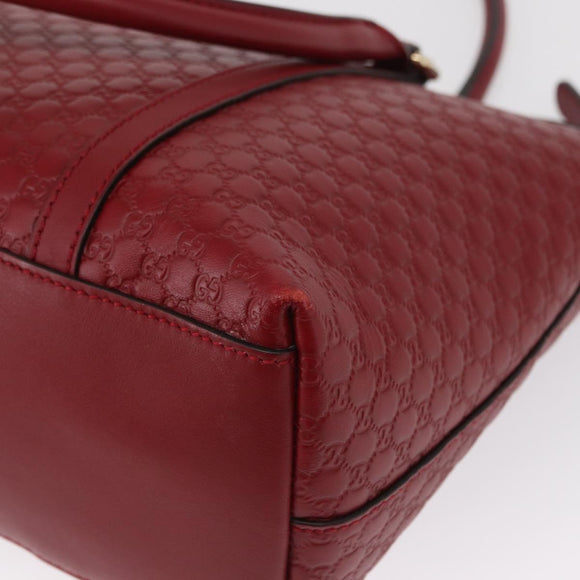 GUCCI Micro GG Canvas Handtasche Leder Rot Gold 449656 Auth ka1512