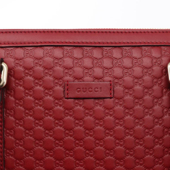GUCCI Micro GG Canvas Hand Bag Leather Red Gold 449656 Auth ka1512