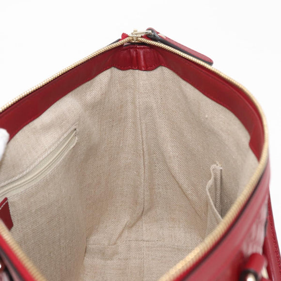 GUCCI Micro GG Canvas Handtasche Leder Rot Gold 449656 Auth ka1512