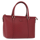 GUCCI Micro GG Canvas Handtasche Leder Rot Gold 449656 Auth ka1512-1