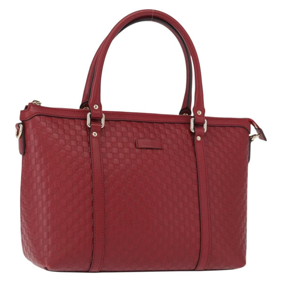 GUCCI Micro GG Canvas Handtasche Leder Rot Gold 449656 Auth ka1512