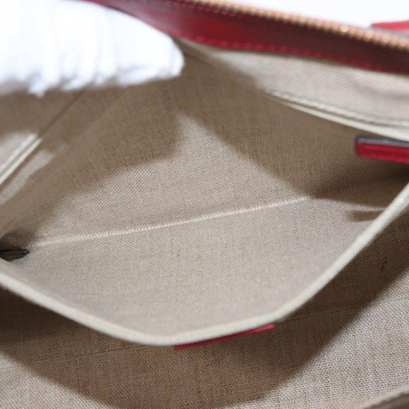 GUCCI Micro GG Canvas Handtasche Leder Rot Gold 449656 Auth ka1512
