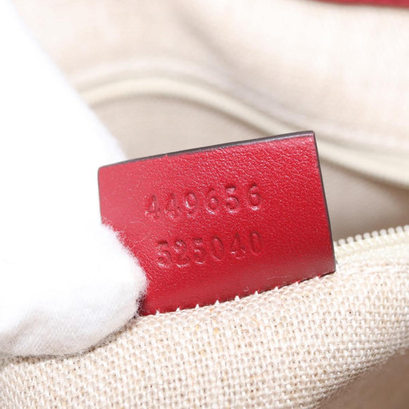 GUCCI Micro GG Canvas Handtasche Leder Rot Gold 449656 Auth ka1512