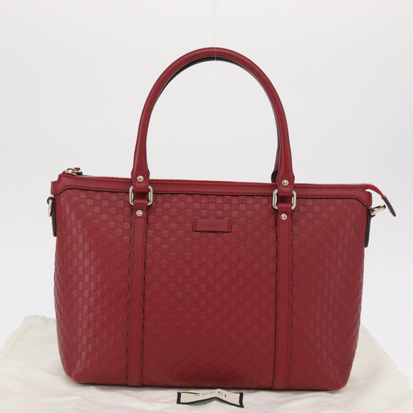 GUCCI Micro GG Canvas Handtasche Leder Rot Gold 449656 Auth ka1512