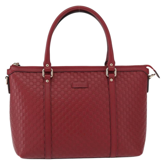 GUCCI Micro GG Canvas Handtasche Leder Rot Gold 449656 Auth ka1512