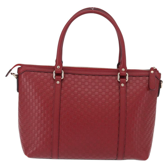 GUCCI Micro GG Canvas Handtasche Leder Rot Gold 449656 Auth ka1512