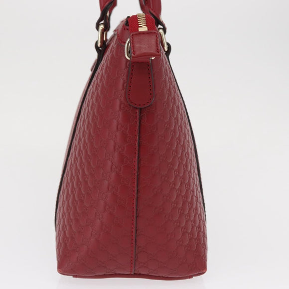 GUCCI Micro GG Canvas Handtasche Leder Rot Gold 449656 Auth ka1512