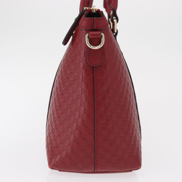 GUCCI Micro GG Canvas Handtasche Leder Rot Gold 449656 Auth ka1512