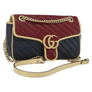 GUCCI GG Marmont Chain Shoulder Bag Leather Red Gold 443497 Auth ka1515SAM-1