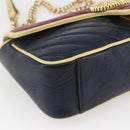 GUCCI GG Marmont Chain Shoulder Bag Leather Red Gold 443497 Auth ka1515SAM-14