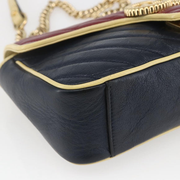 GUCCI GG Marmont Chain Shoulder Bag Leather Red Gold 443497 Auth ka1515SAM