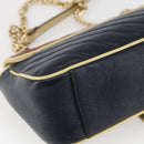 GUCCI GG Marmont Chain Shoulder Bag Leather Red Gold 443497 Auth ka1515SAM-16