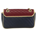 GUCCI GG Marmont Chain Shoulder Bag Leather Red Gold 443497 Auth ka1515SAM-2