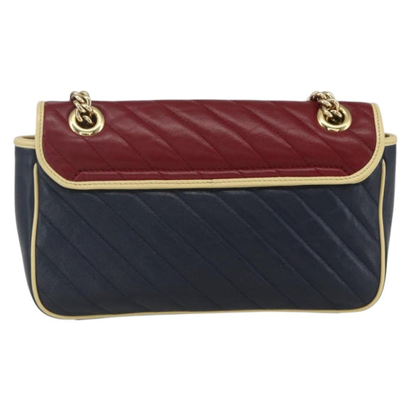 GUCCI GG Marmont Chain Shoulder Bag Leather Red Gold 443497 Auth ka1515SAM