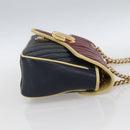 GUCCI GG Marmont Chain Shoulder Bag Leather Red Gold 443497 Auth ka1515SAM-4