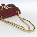 GUCCI GG Marmont Chain Shoulder Bag Leather Red Gold 443497 Auth ka1515SAM-6