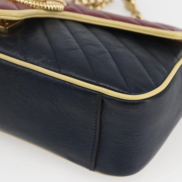 GUCCI GG Marmont Chain Shoulder Bag Leather Red Gold 443497 Auth ka1515SAM