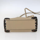 FENDI Mini Peek A Boo Hand Bag Leather 2way Beige Silver Auth ka1516M-6