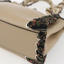 FENDI Mini Peek A Boo Hand Bag Leather 2way Beige Silver Auth ka1516M-10