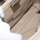 FENDI Mini Peek A Boo Hand Bag Leather 2way Beige Silver Auth ka1516M-11