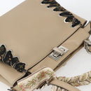 FENDI Mini Peek A Boo Hand Bag Leather 2way Beige Silver Auth ka1516M-7